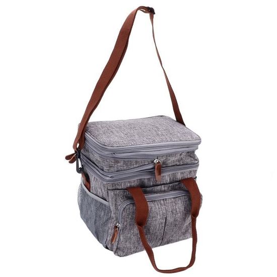 Sac Isotherme De Camping De Grande Capacité Sac à Lunch En Tissu Oxford Sac Isotherme De Pique-Nique Sac Boîte à Lunch Panier De Pique-Nique (Color : Black, Size : 18x24x21cm