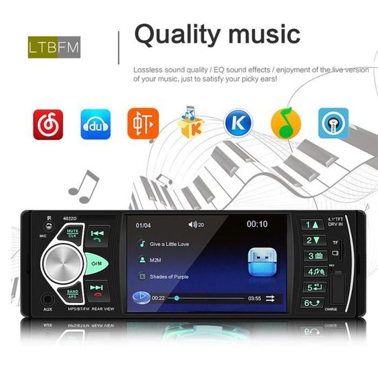 12V 4.1 '' HD TFT Bluetooth Car Stereo Auto Radio Voiture MP4 MP5 Player Autoradio avec caméra de recul Télécommande FM - SD - AUX