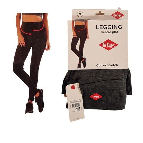 LEE COOPER Legging D ete Ventre Plat Coton Stretch Gris chine Gris chine Cdiscount Pret a Porter