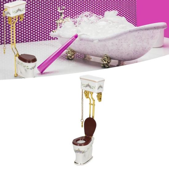 Toilettes Miniatures En Plastique Blanc Pour Maison De Poupée - Meubles Élégants Et Réalistes - Jouet Pour Filles Et Garçons