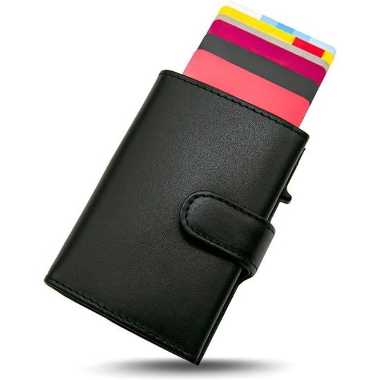 HKCLUF Petit Portefeuille Femme Cuir RFID - Compartiment Monnaie - Nombreux Emplacements - B-11 Bleu Brouillard Moderne