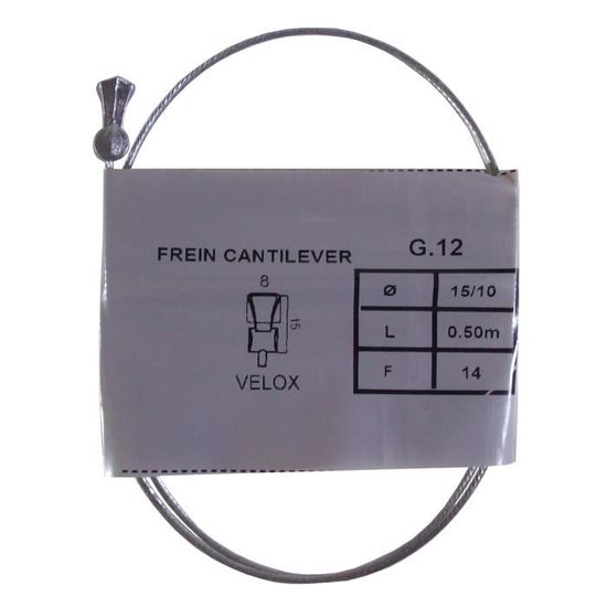 Câble de frein VELOX pour vélo vintage CANTILEVER en acier 0.5m 1.5mm embout