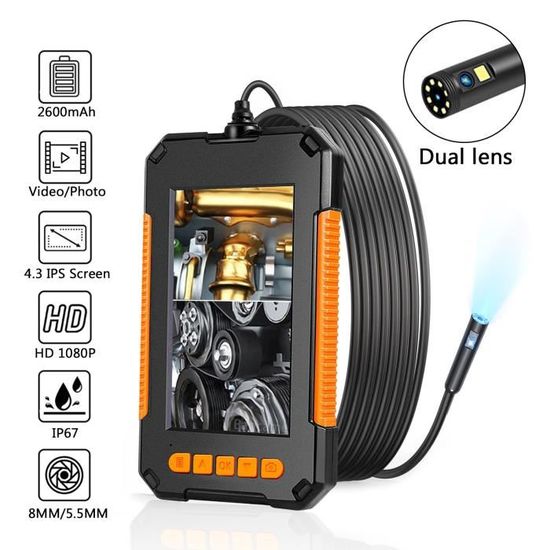 Caméra Endoscopique Industrielle 10m 1080p HD - Écran 4.3" IPS - Étanche IP67 Avec 8 LED - Pas D'Application