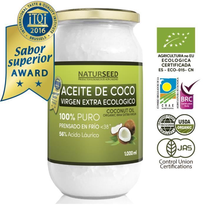 Huile de coco extra vierge bio 1000 ml, Naturseed, ebook. Extraction à froid , source d'énergie naturelle pour les athlètes