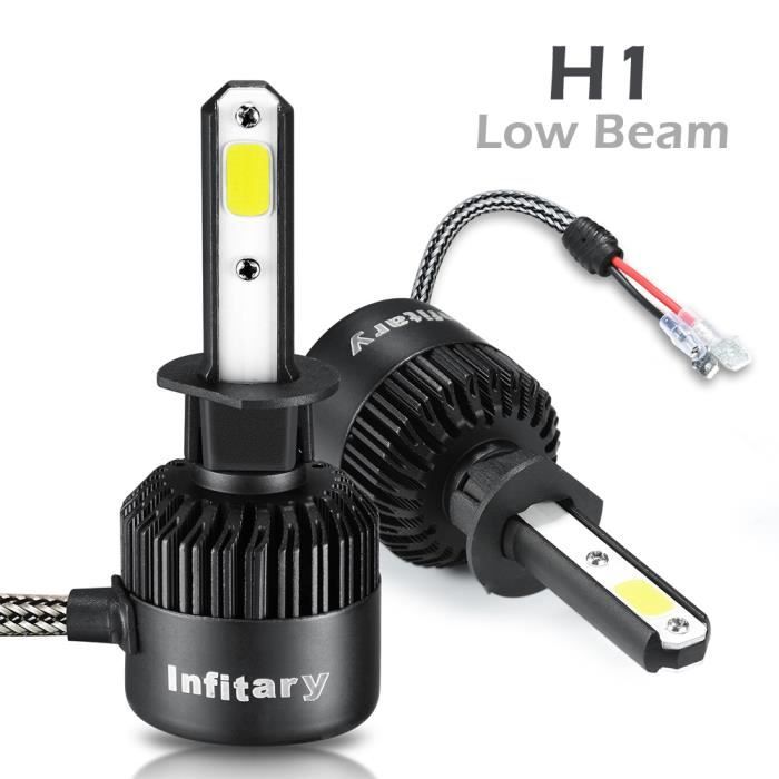 Infitary H1 LED ampoules de phare feux de croisement antibrouillard voiture moto Auto 72W 6500K 8000LM Super lumineux Noir