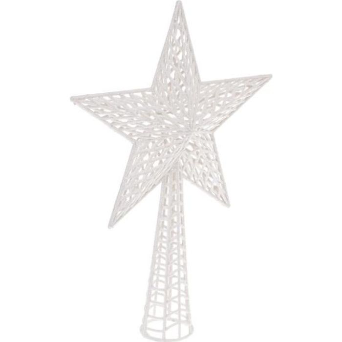 Feeric Christmas - Décoration de sapin de Noël Cimier Étoile Blanc pailleté H 38 cm