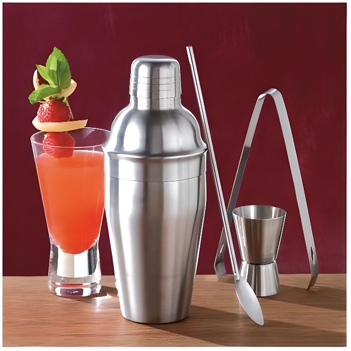 Coffret Shaker à cocktails inox - lot de 4 ustensiles