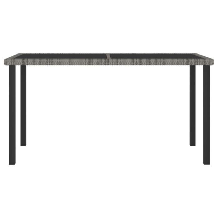 Table à manger Table de jardin Haut de gamme - Table de cuisine Table de Salon Gris 140x70x73 cm Résine tressée Fur© 609202