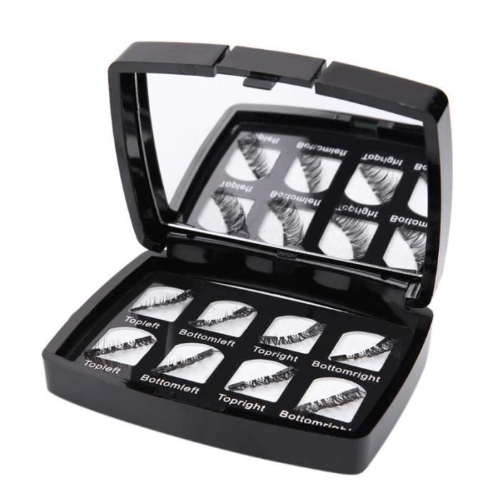 PRI 8 pièces cils magnétiques 3D fait à la main réutilisable faux cils Extension naturelle avec miroir et étui accessoire de
