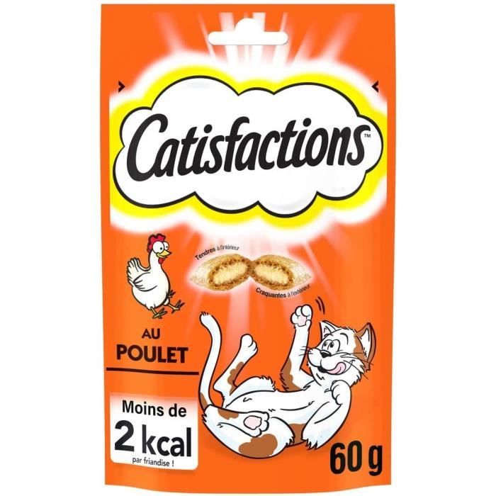 Catisfactions Friandises pour chat – Goût poulet – Récompenses pour chats adultes et chatons – Pack de 6 sachets de 60 g