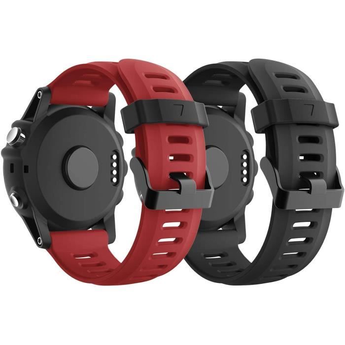 2pcs rouge Garmin Fenix 3 Bracelet de Montre, Silicone Doux Respirant Bracelet Sport & Edition pour Fenix 3 - Fenix 3 HR-Fenix 5X