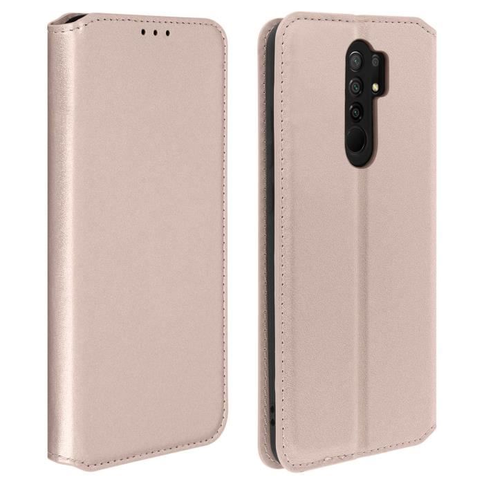 Housse Xiaomi Redmi 9 Porte-cartes Fonction Support Fin et Élégant Rose Gold