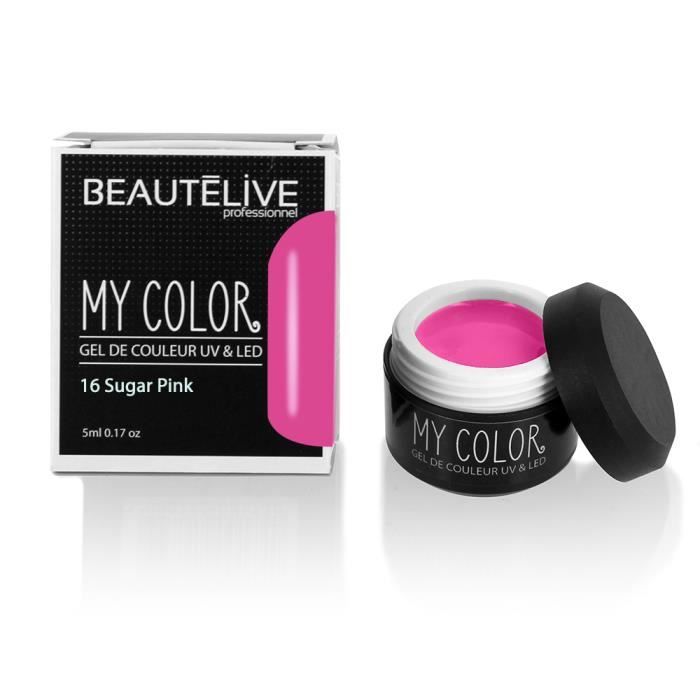 Beautélive Gel de couleur ongles UV et LED 16 - Sugar Pink , Pot 5ml