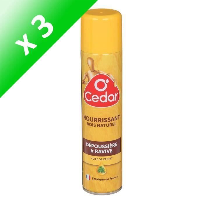 O CEDAR Dépoussiérant Nourrissant Bois Naturel - Aérosol - 300 ml (Lot de 3)