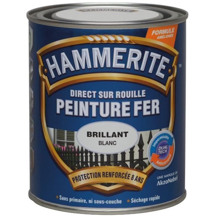 Peinture hammerite fer brillant laqué 0.75 L - rouge basque