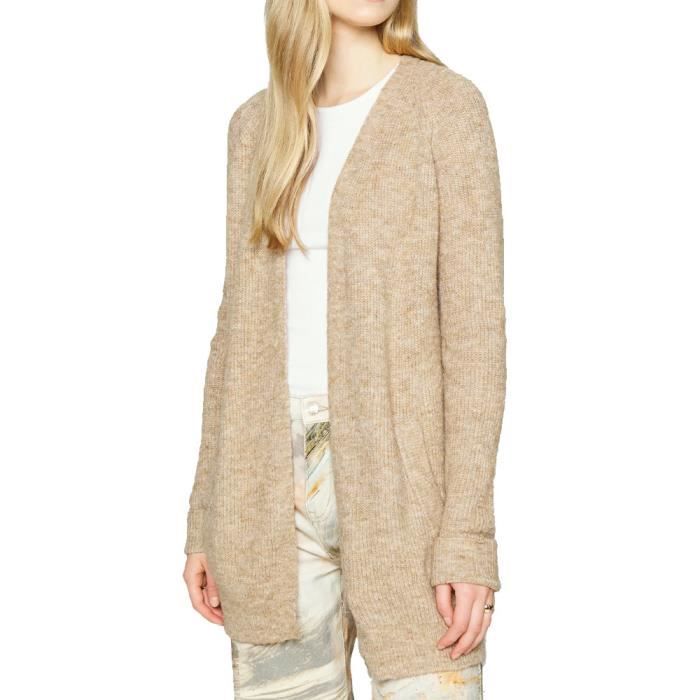 Gilet Long Beige Femme Pieces Ellen