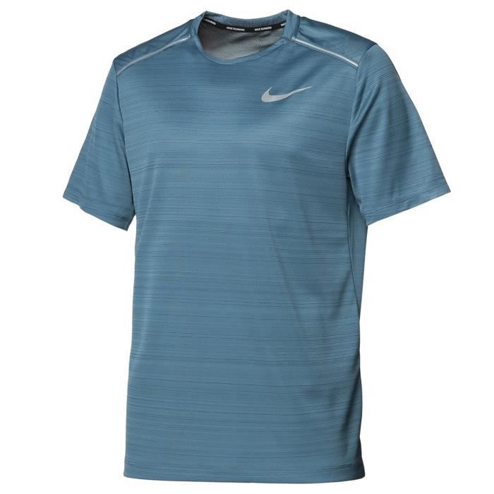 NIKE T shirt running Dry Miler SS - Homme - Bleu