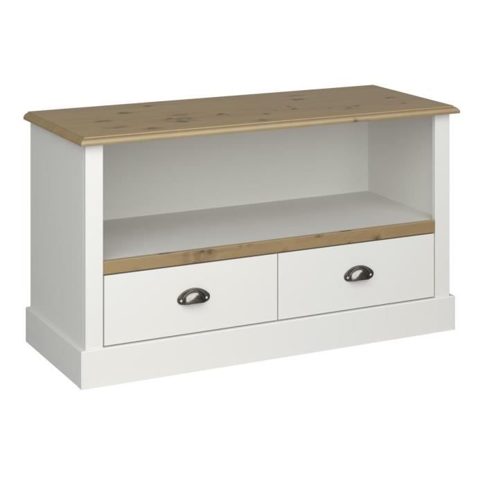 Meuble TV en MDF - pin coloris Blanc - naturel - 56 x 100 x 40 cm