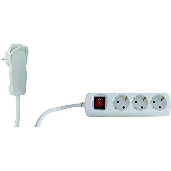 REV Bloc multiprise 2m 3x Connecteur plat av. interr.blanc - 0012326114