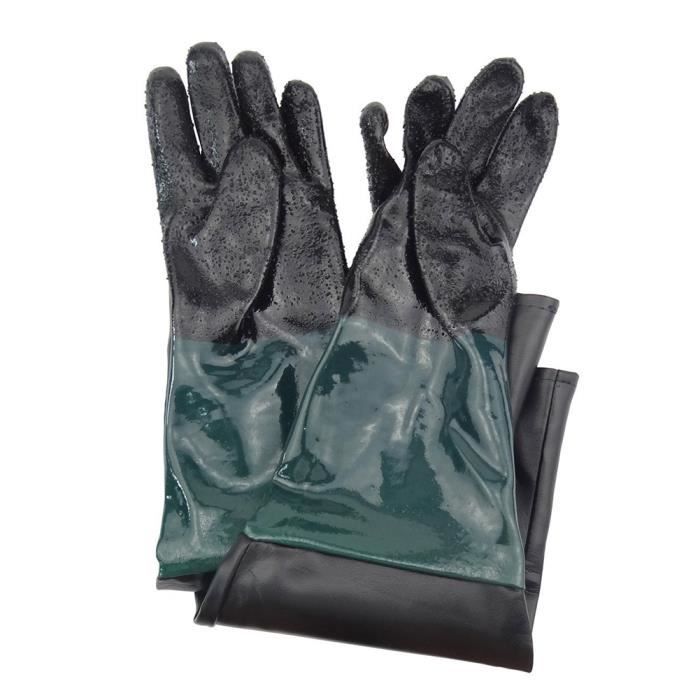 Gants de sablage en caoutchouc Anti-glissement de 60cm PVC Gants spéciaux pour la machine de sablage