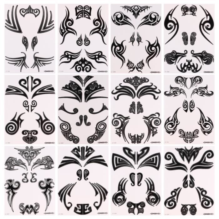 12pcs utiles décor de corps pratique faux tatouages pour femme homme TATTOOS - BODY JEWELERY - HAIR JEWELERY