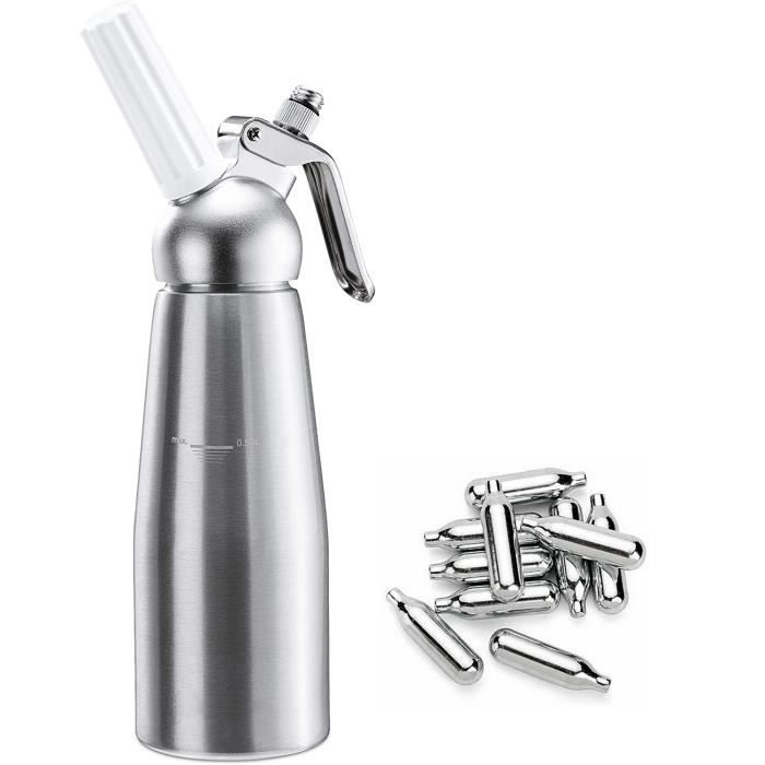 Siphon à crème chantilly - 500ml -50cl + 10 N2O Cartouches de gaz