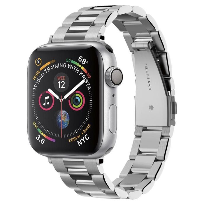 Bracelet pour montre connectée - SPIGEN - Modern Fit - Argent - Acier inoxydable - Compatible Apple Watch