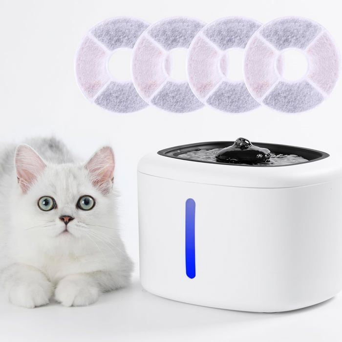 Meilleurs prix pour Fontaines à Eau pour Chats,Automatique 2,5L Fontaines à Eau pour Chiens Lampe LED Intelligente,Ultra Silencieuse avec Fenêtre