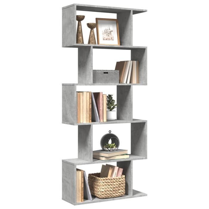 vidaXL Étagère séparatrice de pièce à 5 niveaux gris béton 70x24x161cm étagère étagère à livres étagère de rangement 858096