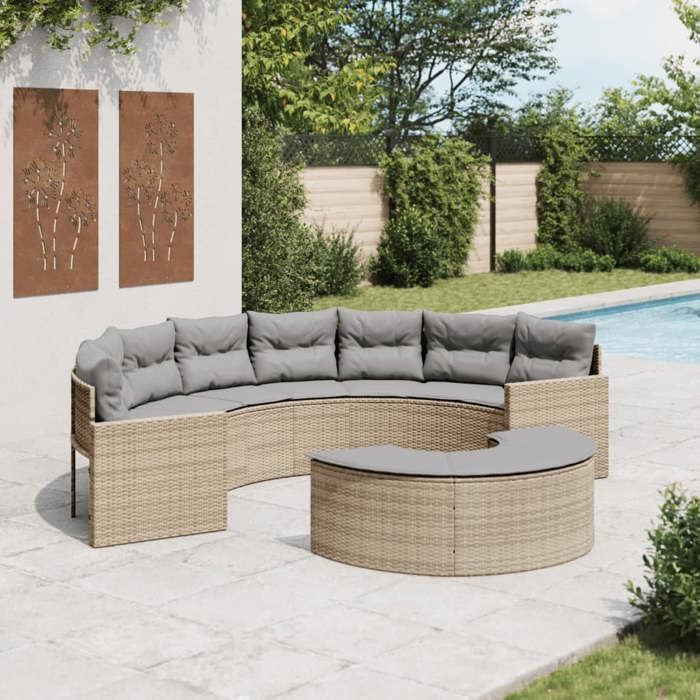 VidaXL Salon de jardin demi rond 2 pièces résine tressée - vue 3