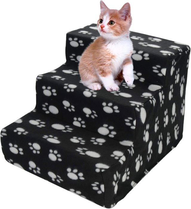 Meilleurs prix pour Escalier pour animaux de compagnie, 3 marches antidérapantes, housse en peluche, aide pour chats et chiens pour atteindre le lit