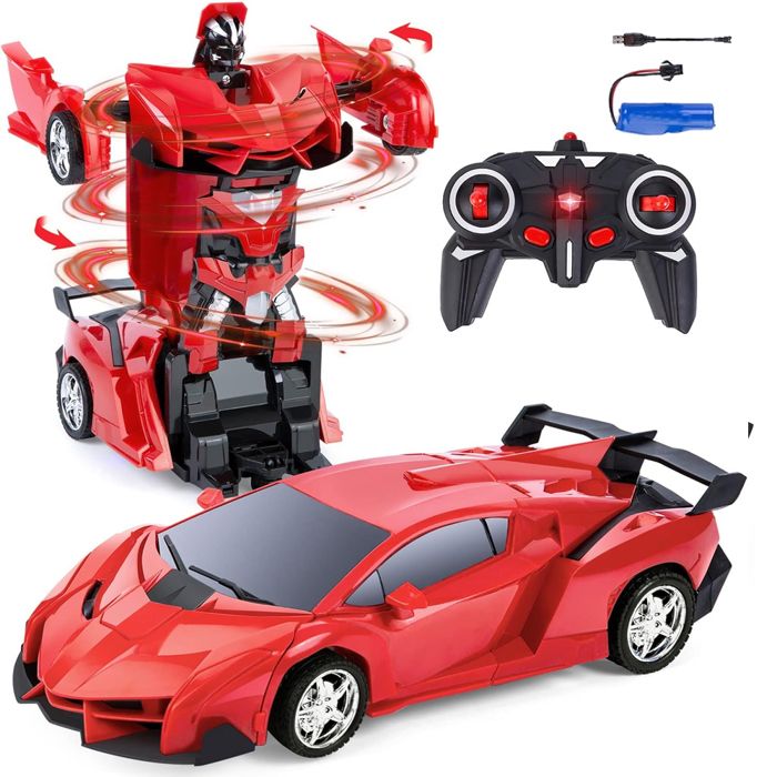 Voiture Télécommandée Transformable Robot - Jouet Enfant 3-12 Ans | 2-en-1 RC 2,4GHz 50m