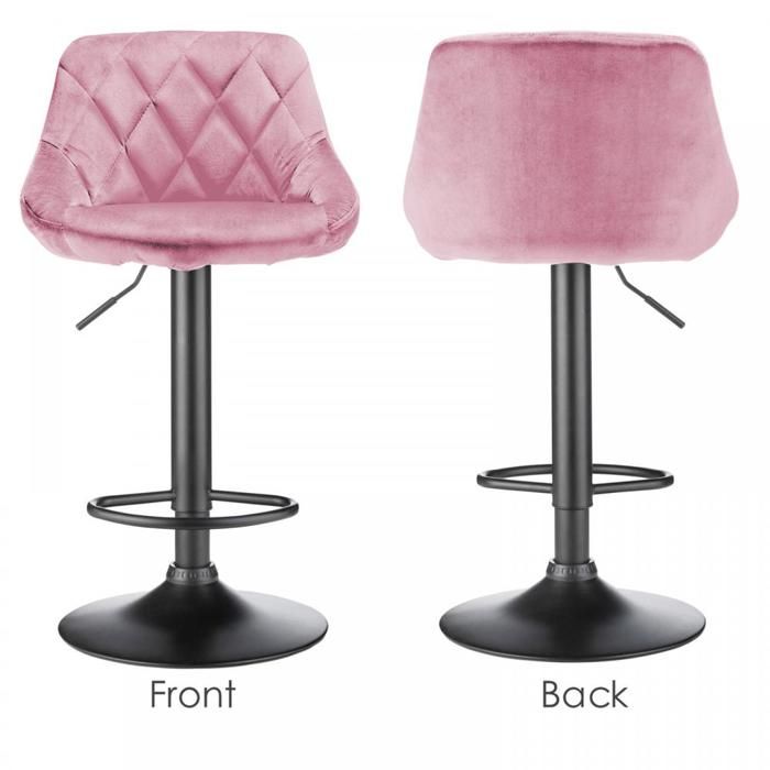 MIPAN Tabouret de Bar Lot de 2 en Velours tabourets de Cuisine Hauteur réglable rose