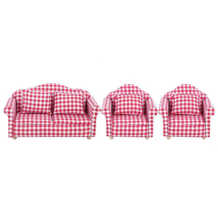 Canapé Miniature pour Maison de Poupée, 1:12 Canapé Mini pour Maison de Poupée Meubles pour Salon avec 3 Oreillers