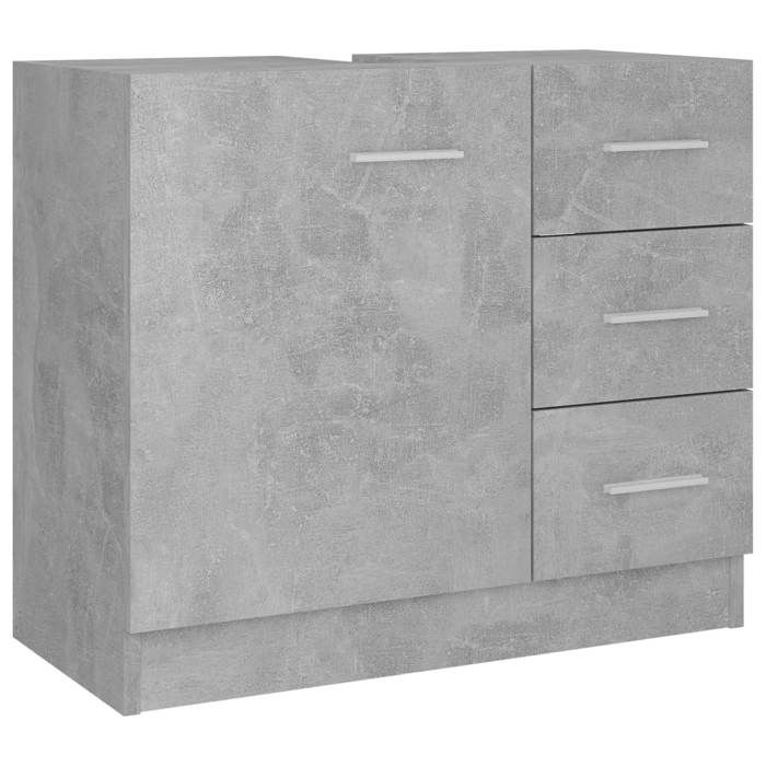 SALE 2025Meuble sous-Lavabo MOOD - Armoire dévier - Gris béton - 63x30x54 cm - bois dingénierie Chill868504