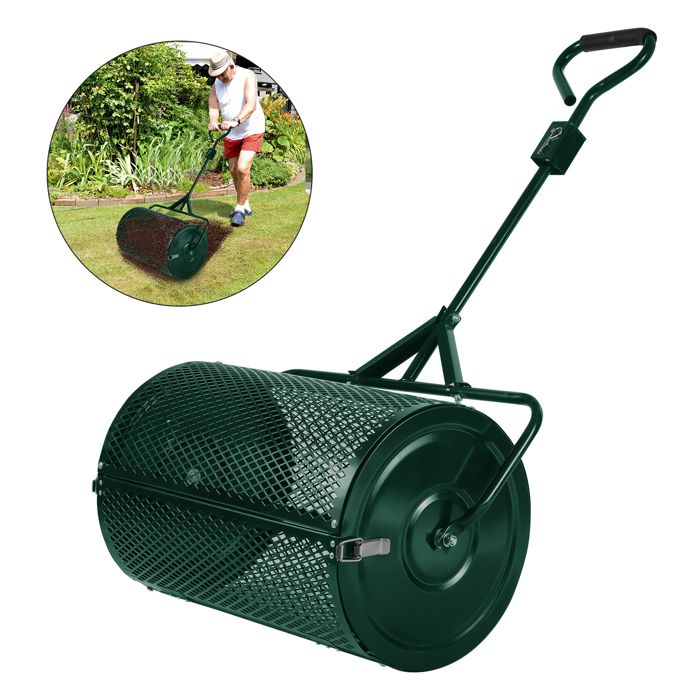 Épandeur Compost GOPLUS 75L - Treillis Métallique - 68cm Largeur - Vert - Pour Jardin Et Pelouse