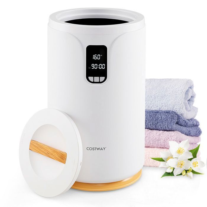 Chauffe-Serviettes Portable 20 L COSTWAY Lumière LED Réservation 24 H Temps Chauffant et Température Réglables Sécurité Enfant