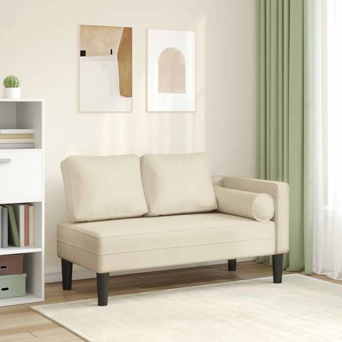 vidaXL Chaise longue avec coussins crème similicuir 4007565