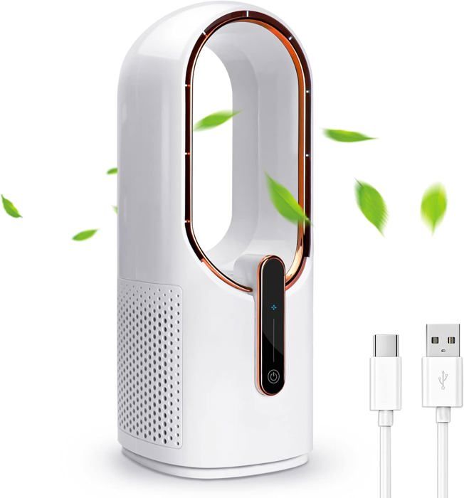 Petit ventilateur silencieux sans pales de 118 pouces ventilateur de bureau USB ventilateur portable rechargeable - La Ruche Globale