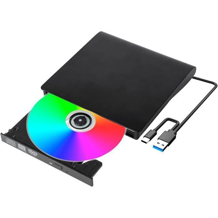 Lecteur CD/DVD Externe USB 3.0 Graveur DVD-RW CD-ROM Brûleur Disque Optique Compact Adapté à Windows MacBook Linux Mac OS