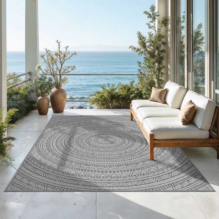 the carpet Mistra - tapis dextérieur robuste moderne résistant aux intempéries & aux UV Anthracite 80 x 150 cm (2)