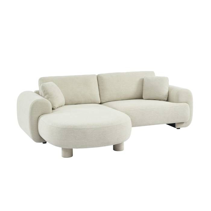 Canapé dangle gauche 3 places tissu crème. pieds ronds L 231 x P 160 / 88 cm - Zenio Canapé dangle gauche 3 places tissu crème. pieds ronds L 231 x P 160 / 88 cm - Zenio