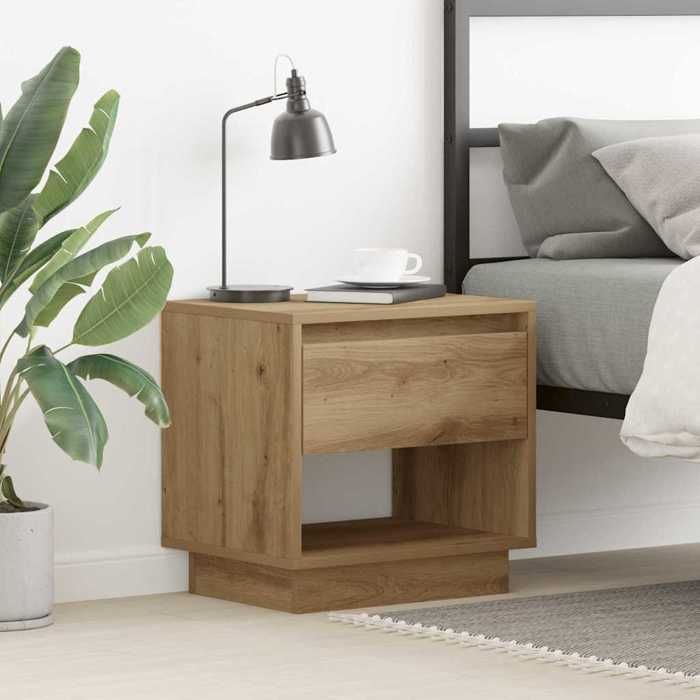 BONNIE® Table de nuit/chevet - SUIKUN - Armoire de lit - chêne artisanal 45 x 34 x 44 cm Bois dingénierie qsos26697