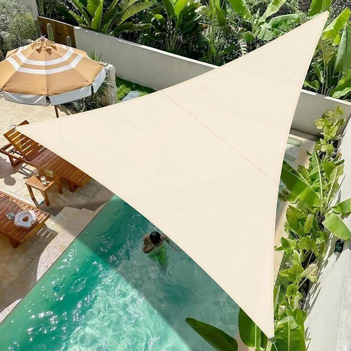 Voile D'Ombrage Triangle 3x3x4,3 M – Toile Imperméable UV 95%, Protection Solaire Pour Jardin, Terrasse, Piscine