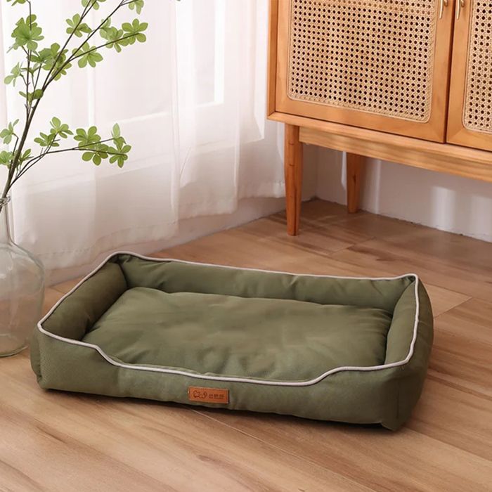 Meilleurs prix pour Lit carré quatre saisons pour grand chienmatelas résistant aux morsureslit pour chatdoux et épaiscanapé L-64x46x12cmGreen