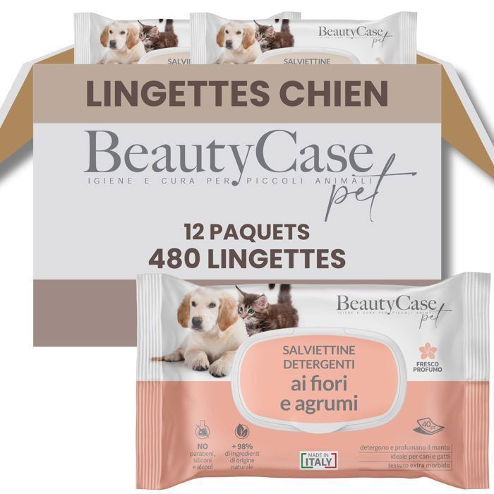 Beauty Case Lingettes Nettoyantes pour Animaux aux Fleurs et Agrumes - 480 pcs
