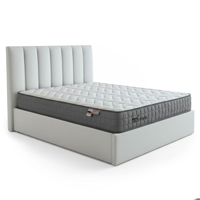 MENZZO Pack Lit-coffre Songe + Matelas Bedream 140x190cm Velours Argent - Velours Lit : L148 x P207 x H112 cmMatelas :