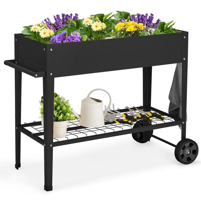 Jardinière Extérieur Sur Pied Avec Treillis - 2 Bacs Auto-arrosants Avec Drainage - Pour Plantes Grimpantes, Fleurs, Légumes - Design Modulable