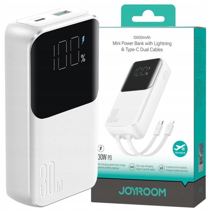 Mini Batterie Externe Joyroom Jr-Pbc06 Avec Câbles Usb-C Vers Lightning Intégrés