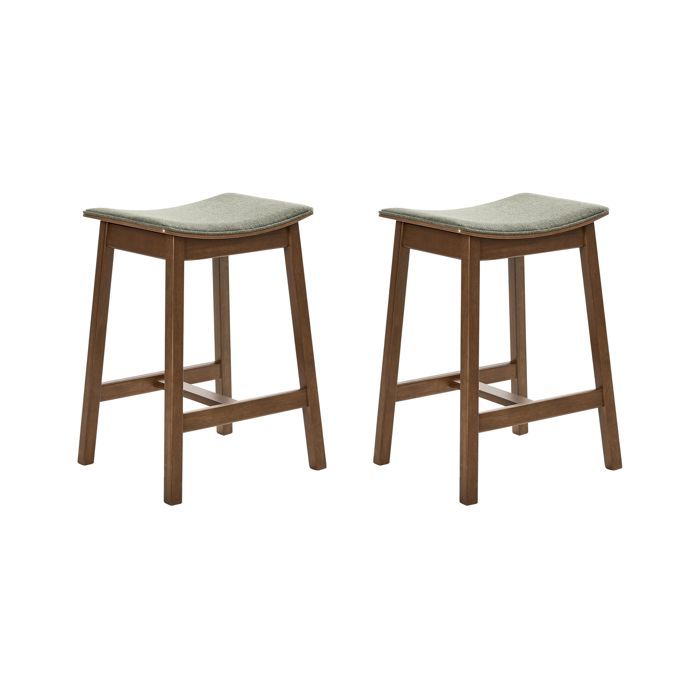 Lot de 2 tabourets de bar DIXON Bois Marron foncé/ Vert Lot de 2 tabourets de bar DIXON Bois Marron foncé/ Vert